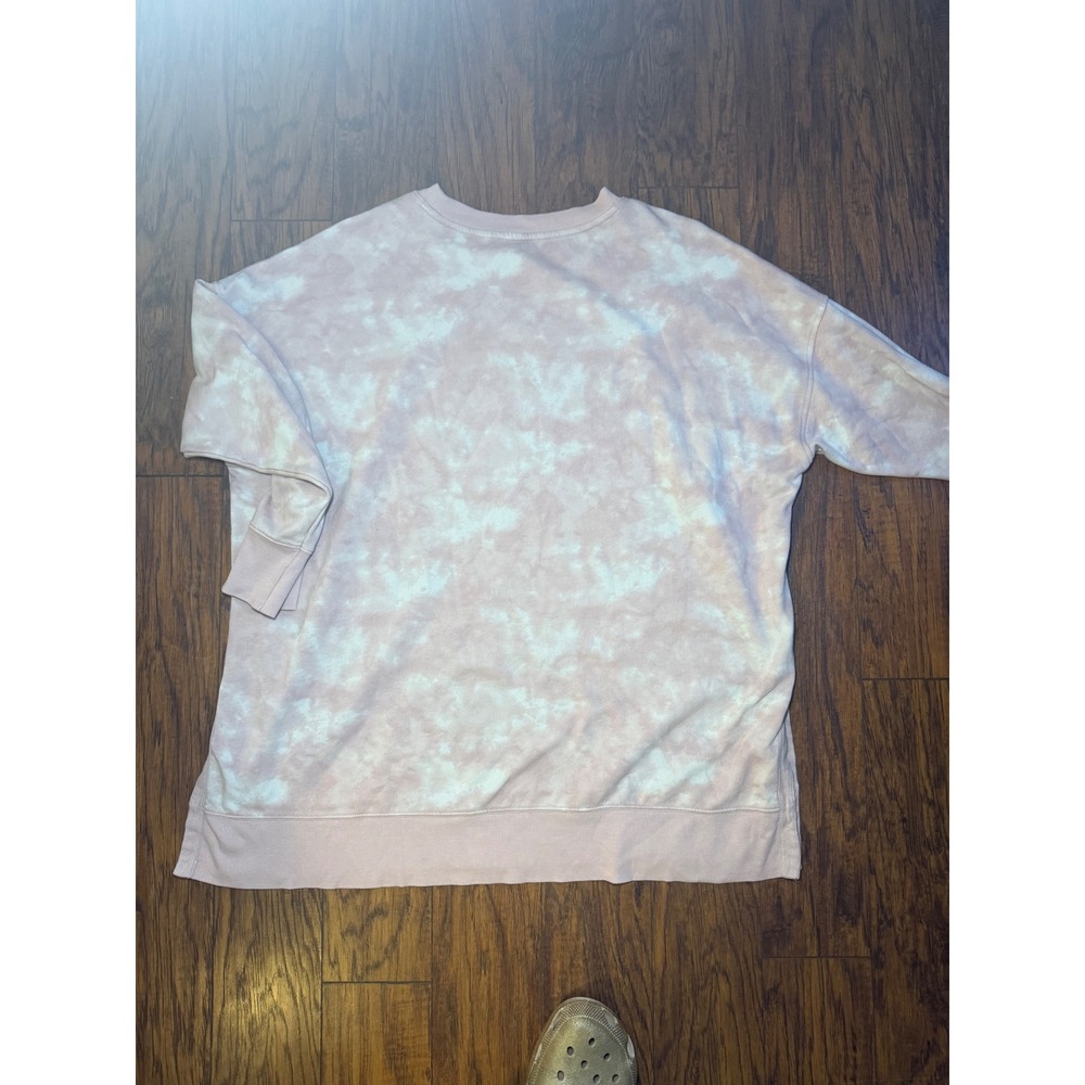 Old Navy Womens XXL Pink Tie Dye Crewneck Sweatshirt Oversized Long Sleeve - Picture 4 of 4